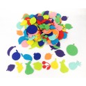 PACK POTAGER FEUTRINE ADHÉSIVE 1MM - TAILLES ASSORTIS - 150 PCS - 10 COLORIS ASSORTIS