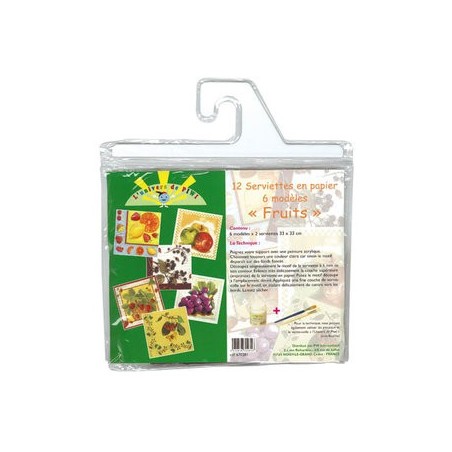 SERVIETTES PAP 33x33cm ASS pqt 12 FRUITS