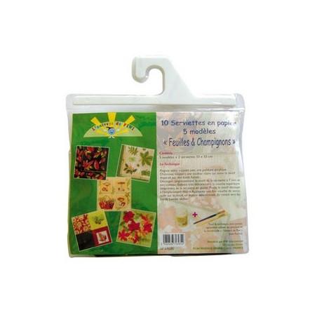 SERVIETTES PAPIER ASS pqt 10 FEUILLES CHAMPIGNONS
