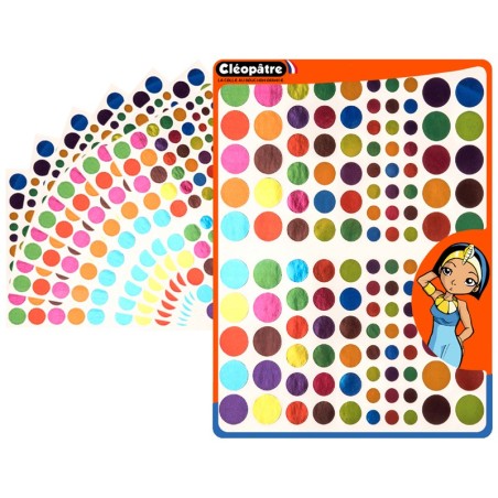 744 GOMMETTES RONDES METALISÉES COLORIS ASSORTIS