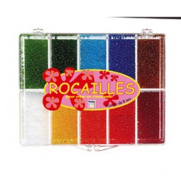 PERLES ROCAILLES ASS. TRANSPARENTES COFFRET 225g