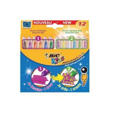 FEUTRES magiques MINI COLOUR & CREATE  pochette  12 assortis