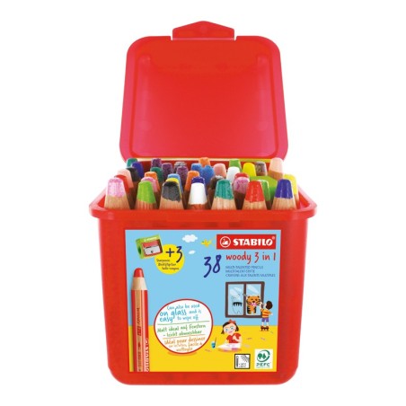 WOODY 38 CRAYONS COLORIS ASSORTIS