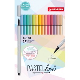 PEN 68 15 FEUTRES COLORIS PASTELS ASSORTIS