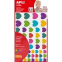 624 GOMMETTES CŒURS TAILLES ET COLORIS VIVES ASSORTIS