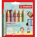 WOODY 6 CRAYONS COLORIS PASTELS ASSORTIS