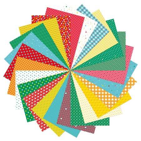 96F PAPIER IMPRIMES 21X29,7CM MOTIFS COEURS ET ETOILES