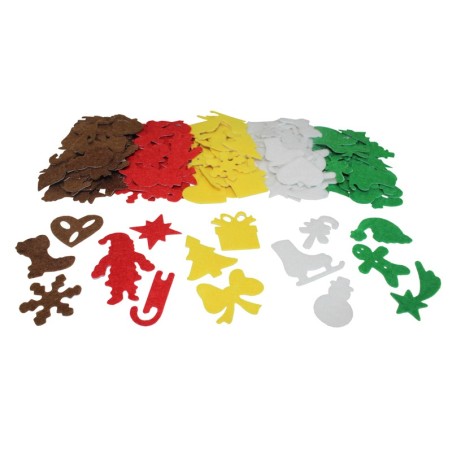 150 PIÈCES NOEL FEUTRINE ADHESIVE COLORIS ASSORTIS