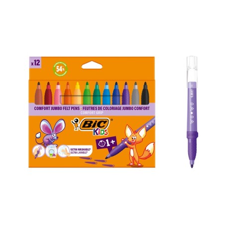KIDS COMFORT GRIP 12 FEUTRES COLORIS ASSORTIS