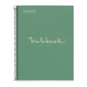 BLOC NOTEBOOK SPIRALE A4 5X5 COUV CARTON RECYCLÉ MENTHE 80F 80GR