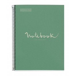 BLOC NOTEBOOK SPIRALE A4 5X5 COUV CARTON RECYCLÉ MENTHE 80F 80GR