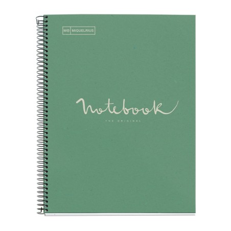 BLOC NOTEBOOK SPIRALE A4 5X5 COUV CARTON RECYCLÉ MENTHE 80F 80GR