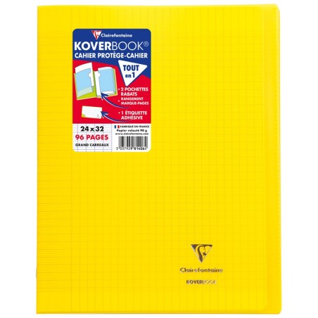 KOVERBOOK CAHIER 24X32 96P SÉYÈS JAUNE 90G PIQURE
