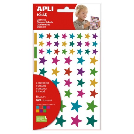 624 GOMMETTES ETOILES COLORIS ET TAILLES ASSORTIS
