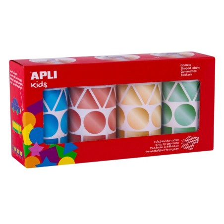 4 ROULEAUX 4324 GOMMETTES GÉOMÉTRIQUES ASSORTIES COLORIS METALISÉS