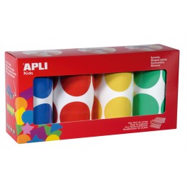 4 ROULEAUX 1416 GOMMETTES RONDES 45MM COLORIS CLASSIQUES