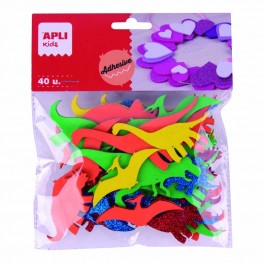40 DINOSAURES CAOUTCHOUC ADHÉSIF COLORIS ASSORTIS