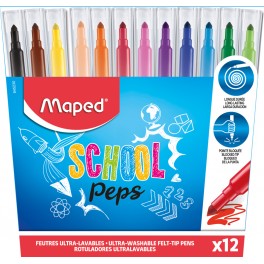 SCHOOLPEP'S LARGE 12 FEUTRES COLORIS ASSORTIS