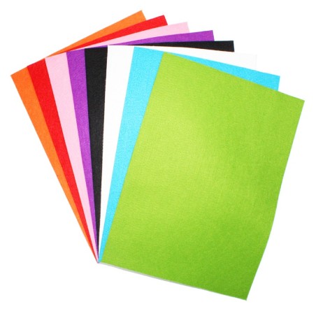 8 COUPONS FEUTRINE 3MM 24X30CM COLORIS ASSORTIS