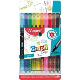 GRAPH PEP'S ÉCRITURE FEUTRE FIN ASSORTIS LOT DE 10