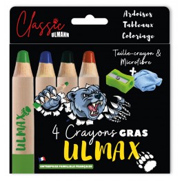 ULMAX 4 CRAYONS COLORIS ASSORTIS + 1 MICROFIBRE + 1 TC