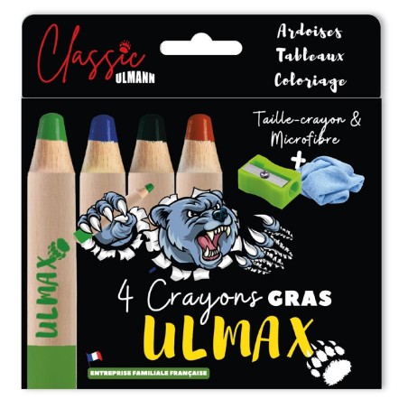 ULMAX 4 CRAYONS COLORIS ASSORTIS + 1 MICROFIBRE + 1 TC