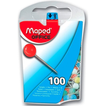 100 EPINGLES DE SIGNALISATION TETE RONDE COLORIS ASSORTIS