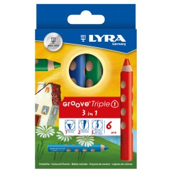 GROOVE TRIPLE ONE 6 CRAYONS COULEURS ASSORTIS