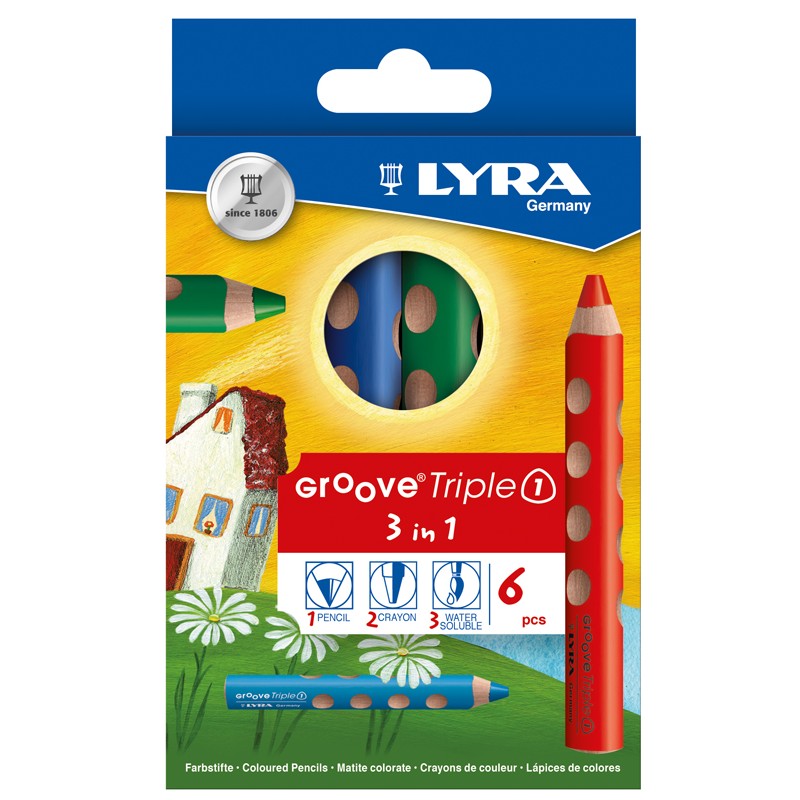 GROOVE TRIPLE ONE 6 CRAYONS COULEURS ASSORTIS
