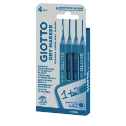 GIOTTO DRY MARKER - ETUI 4 CRAYONS BLEUS EFFACABLES A SEC