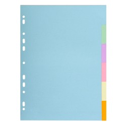 INTERCALAIRES A4 CARTE FORTE 6 POSITIONS COLORIS PASTELS