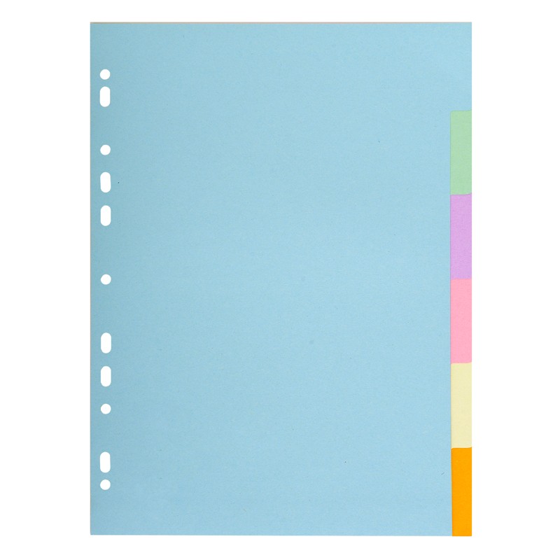 INTERCALAIRES A4 CARTE FORTE 6 POSITIONS COLORIS PASTELS