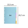 INTERCALAIRES A4 CARTE FORTE 6 POSITIONS COLORIS PASTELS