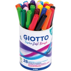 TURBO SOFT BRUSH POT 28 FEUTRES PINCEAUX COLORIS ASSORTIS