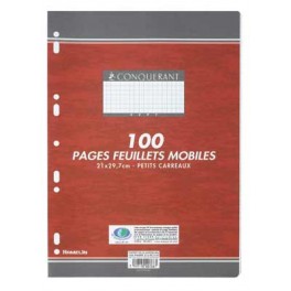 FEUILLETS MOBILES 21X29,7 100P 5X5 90G BLANC