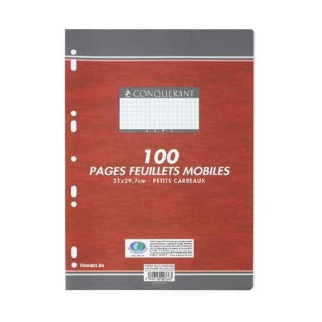 FEUILLETS MOBILES 21X29,7 100P 5X5 90G BLANC