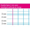 CAHIER 90G 32 PAGES DOUBLE LIGNE 2mm 17X22