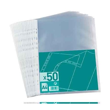 50 POCHETTES PERFORÉES A4 QUALITÉ STANDARD GRAINÉE