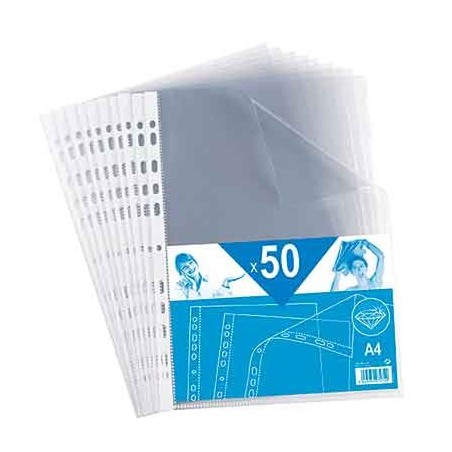 50 POCHETTES PERFORÉES A4 ECO QUALITÉ LISSE