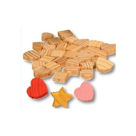 PERLES BOIS NATUREL 40 Formes assorties