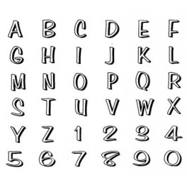 TIMBRES DECORATIFS alphabet et chiffres majuscules coffret 36