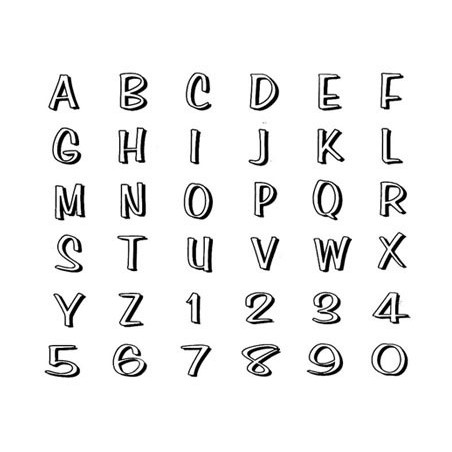 TIMBRES DECORATIFS alphabet et chiffres majuscules coffret 36