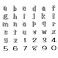 TIMBRES DECORATIFS alphabet et chiffres minuscules coffret 36