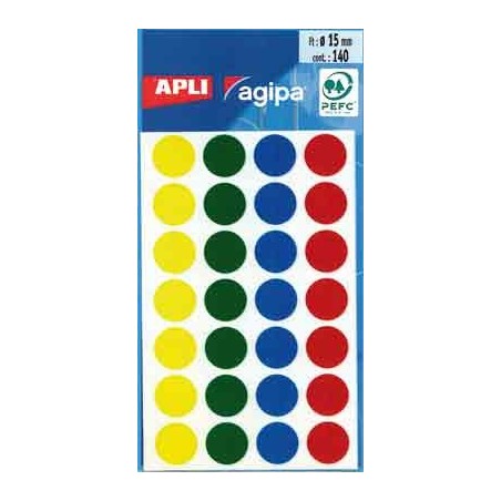 140 PASTILLES RECYCLEES Ø15MM COLORIS ASSORTIS
