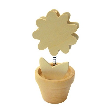 CLIP MÉMO PINCE POT DE FLEURS BOIS