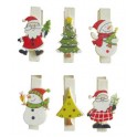 PINCES A LINGE MAGNETS DECOR NOEL LOT DE 6 ASS