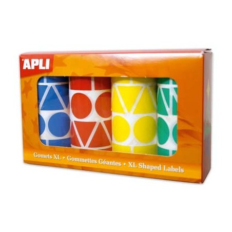 4 ROULEAUX 5428 GOMMETTES GÉOMÉTRIQUES ASSORTIES COLORIS CLASSIQUES