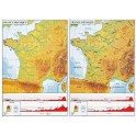 CARTE DE FRANCE PHYSIQUE AVEC FACE MUETTE