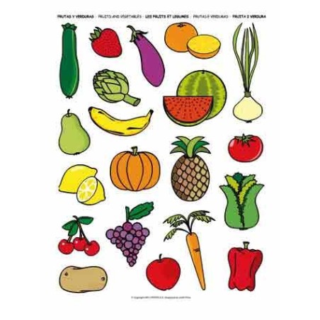 GOMMETTES THEMATIQUES  "LES FRUITS & LEGUMES"(240)12Fass