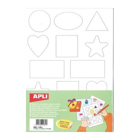 GOMMETTES MAXI A COLORIER 7 formes 10 Feuilles 140 gommettes
